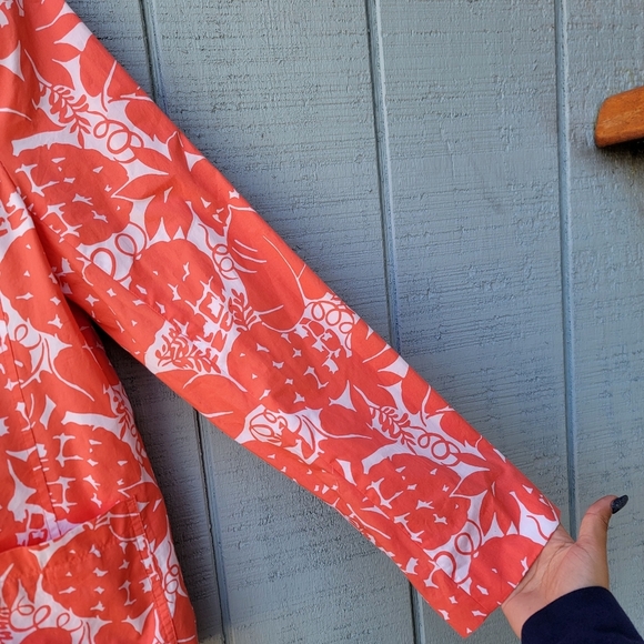 Talbots Casual Cotton Blazer Pineapple Paradise Print Orange White sz 16 Coastal - Picture 6 of 12